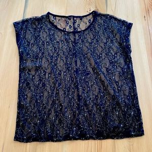 Sheer gold & black top